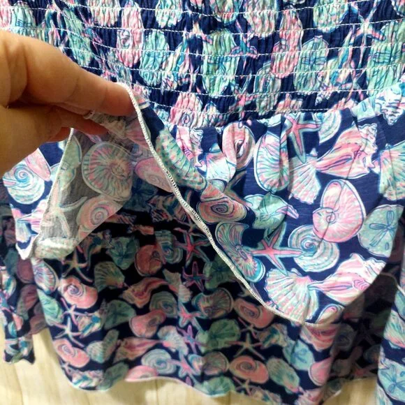 NWT Simply Southern Navy/Pink Shirred Skirt Starfish & Shell Print~Above Knee XL - Picture 10 of 10
